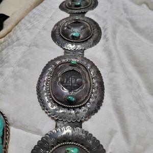Vintage Silver and Turquoise Concho Belt